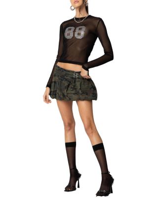 88 Rhinestone Sheer Mesh Top