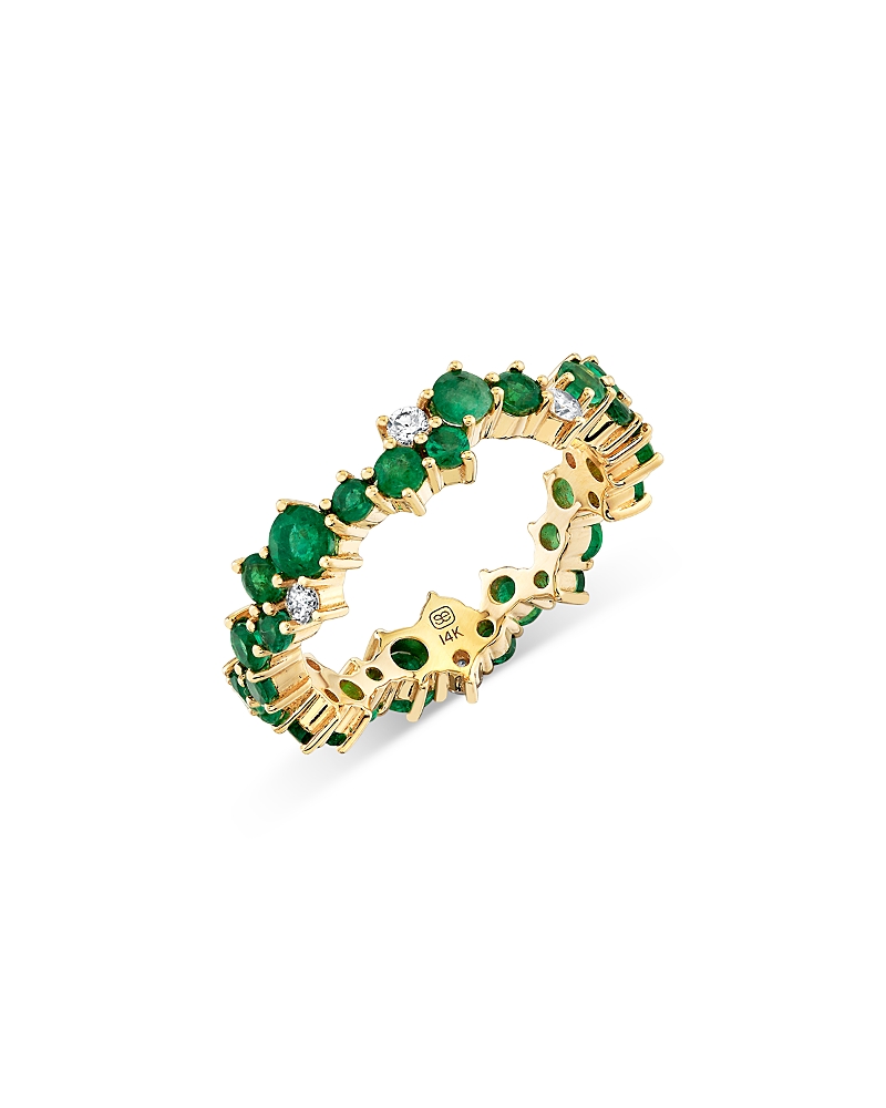 Sydney Evan 14k Yellow Gold Wicked Emerald & Diamond Emerald City Ring In Green