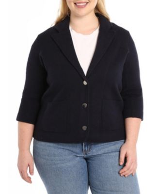 Plus Size Cotton Blend Blazer