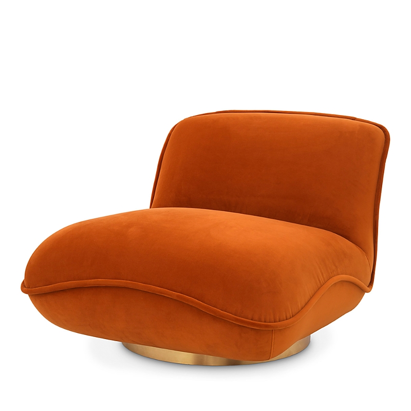 Eichholtz Relax Swivel Chair In Savona Orange Velvet