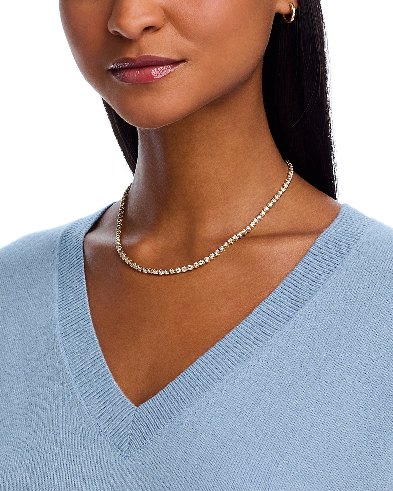 Bloomingdale's Fine Collection Diamond Crown Set Tennis Necklace in 14K Yellow Gold, 10.0 tcw