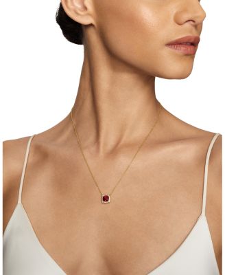 Petite Ch&acirc;telaine&reg; Pav&eacute; Bezel Pendant Necklace in 18K Yellow Gold with Gemstones & Diamonds, 18"