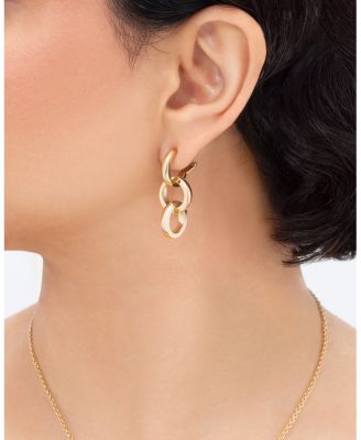 18K Yellow Gold Duetto Triple Hoop Drop Earrings