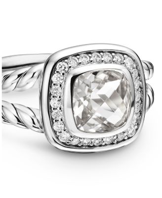 Petite Albion Ring with White Topaz & Diamonds