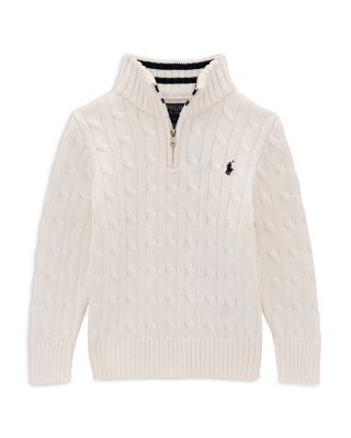 Ralph Lauren - Boys' Cable Knit Cotton Quarter Zip Sweater - Big Kid