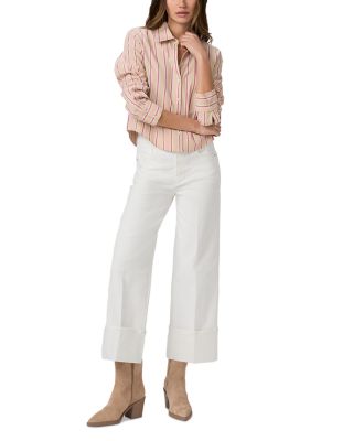 Sasha High Rise Ankle Wide Leg Jeans in Tonal Ecru