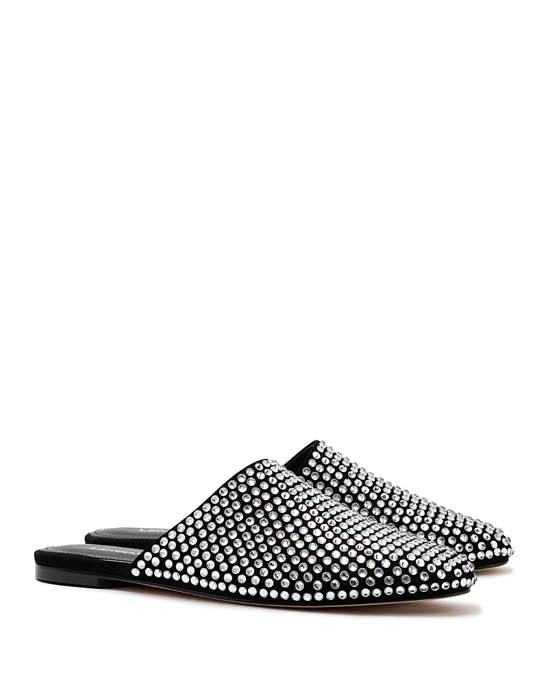 Larroude Venice Suede Flat Mule In Black