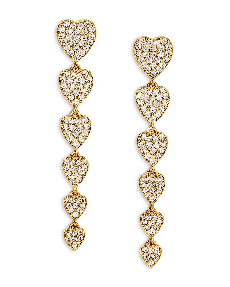 Nadri Real Love Pave Heart Linear Drop Earrings in 18K Gold Plated