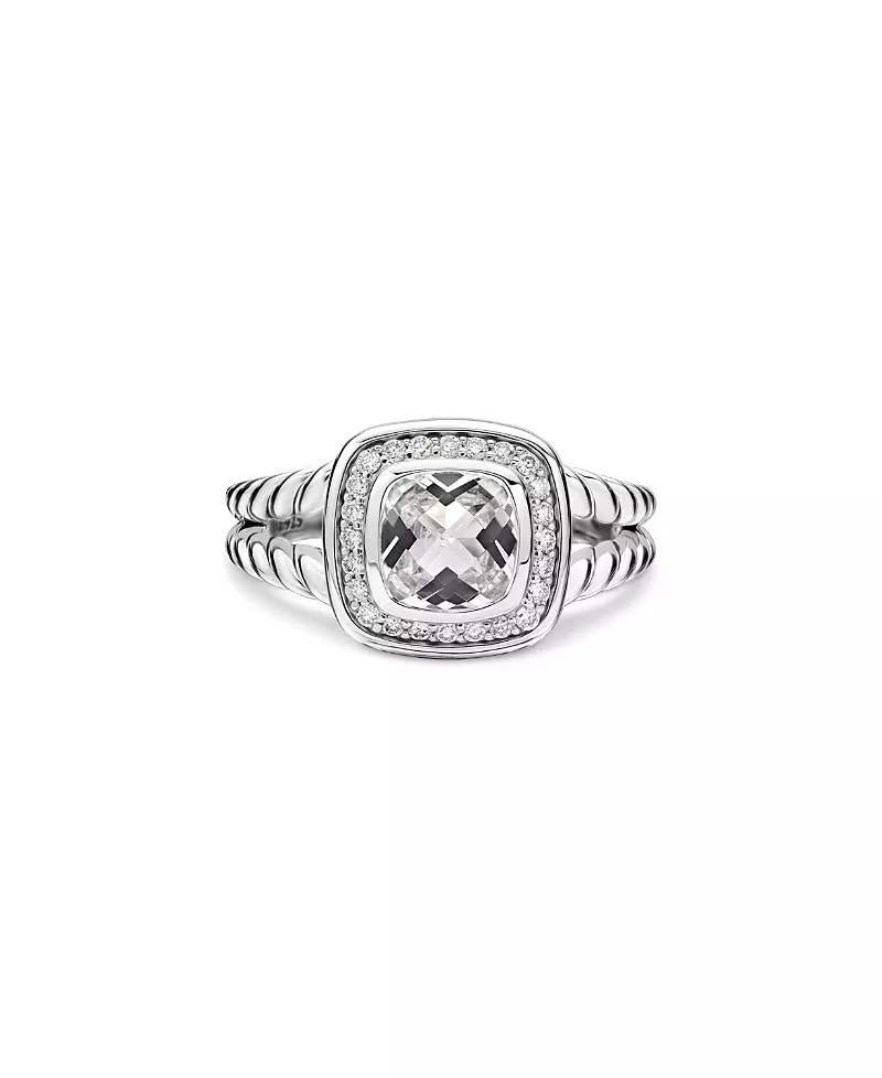 David Yurman Petite Albion Ring with White Topaz & Diamonds