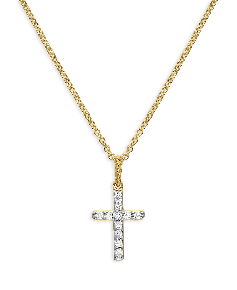 David Yurman Cable Collectibles Cross Necklace with Diamonds in 18K Gold