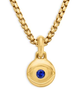Men's 18K Yellow Gold Blue Evil Eye Amulet Pendant