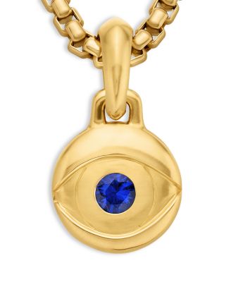 Men's 18K Yellow Gold Blue Evil Eye Amulet Pendant
