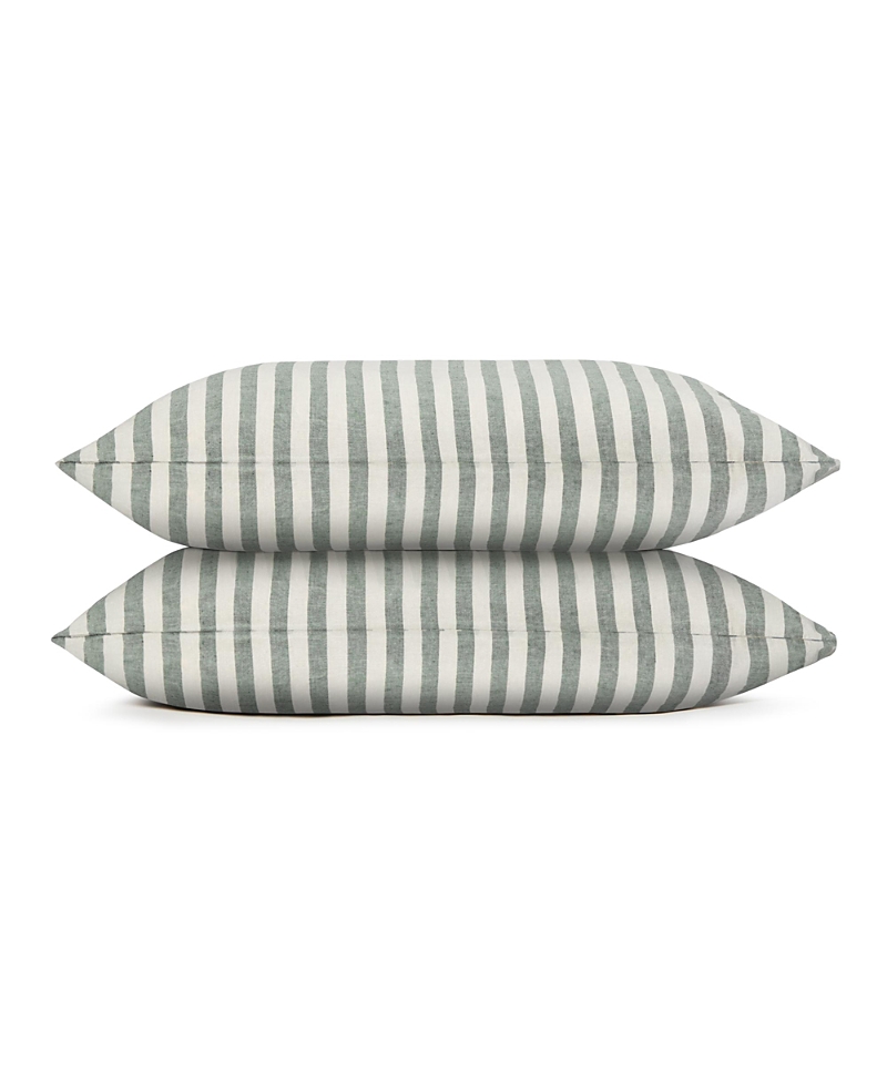 Piglet In Bed Pembroke Stripe Linen Blend Pillowcases, Square Decorative Pilllow In Multi