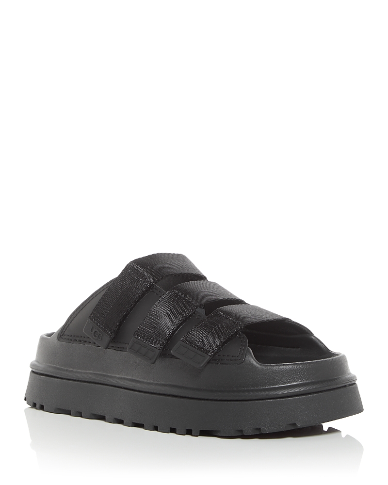 Ugg Golden Glow Black Sandals With Round Open Toe In Tech Fabric Woman In Black