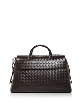 Zip Tape Intrecciato Leather Weekender Bag