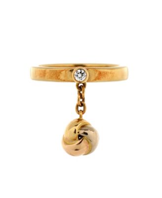 Pre-Owned Cartier Trinity Knot Charm Ring 18k Gold with 18k Tricolor Gold and Diamond
