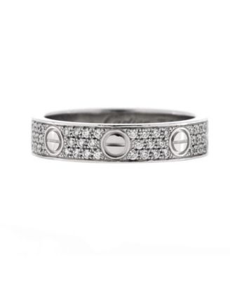 Pre-Owned Cartier Love Wedding Band Pave Diamonds Ring 18k White Gold and Diamonds