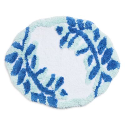 AQUA - Shaped Blue Floral Rug - Exclusive