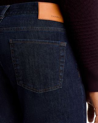 Canali Stretch Denim Straight Fit Jeans in Dark Blue