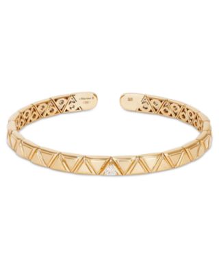 18K Yellow Gold Triangoli Diamond Small Bangle Bracelet