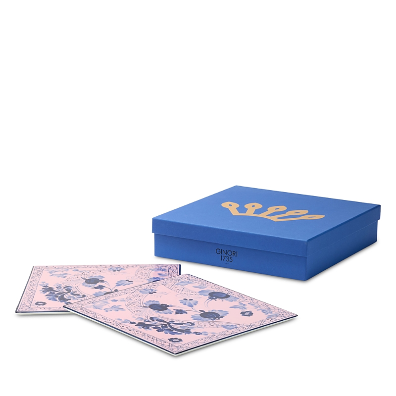 Ginori 1735 Oggetti Azalea Square Charger Plates, Set Of 2