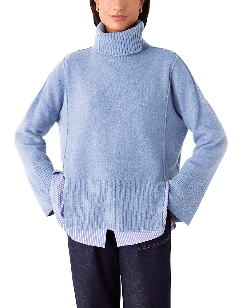 Whistles Wool Mix Roll Neck Knit In Blue