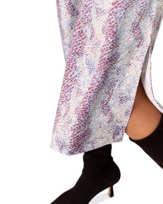 Mottled Snake Print Midi Dress