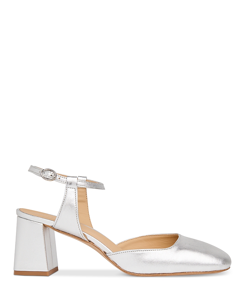 Whistles Womens Silver Matilda Block-heel Leather Slingback Shoes In Silver
