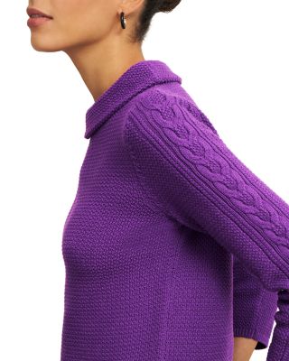 Camilla Boat Neck Cable Knit Sleeve Sweater 