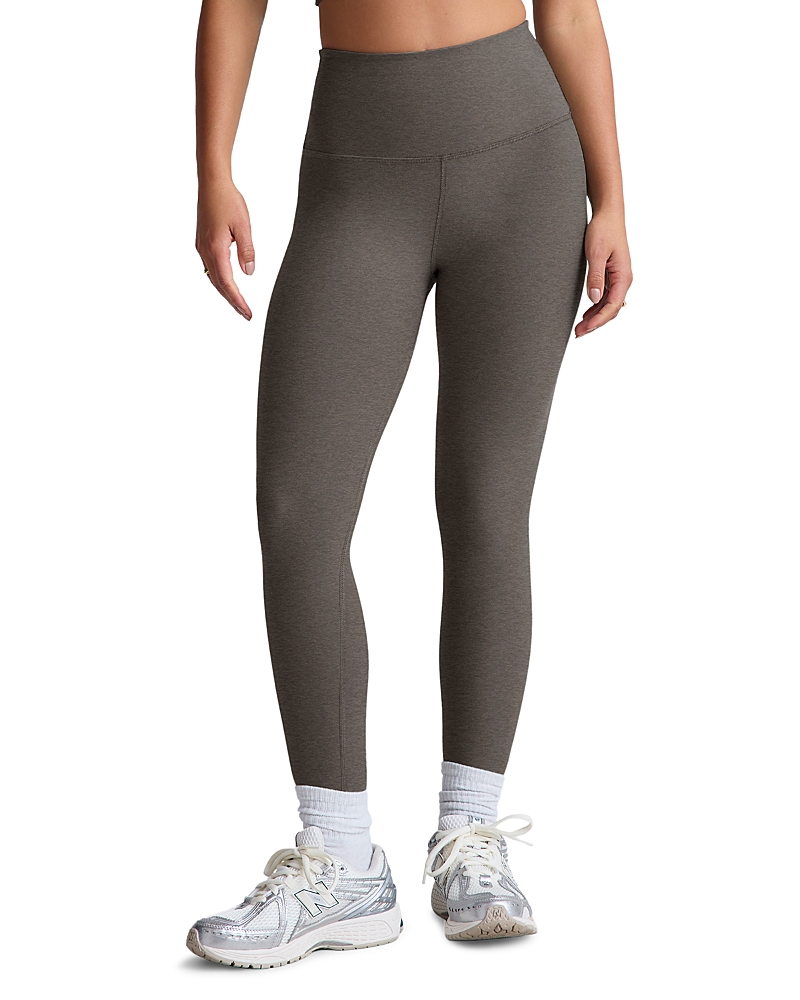 Beyond Yoga At Your Leisure Space Dye High Waist Midi Leggings In True Gray Heather
