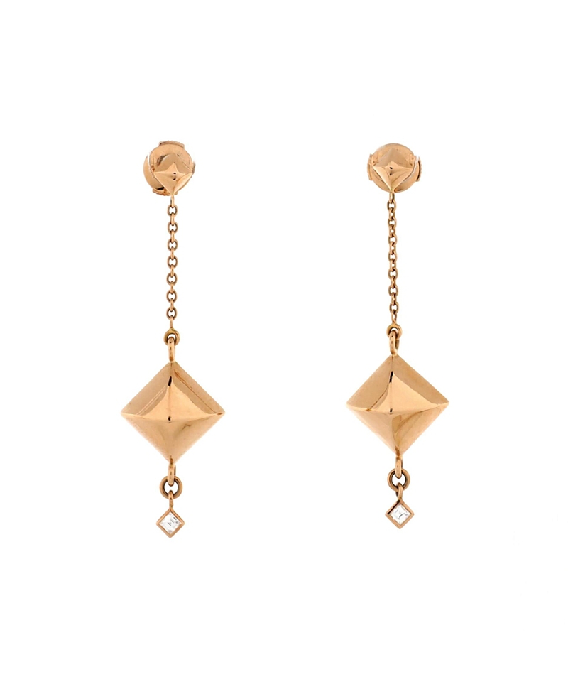 PRE-OWNED HERMES PRE-OWNED HERMES COLLIER DE CHIEN ROCK DROP EARRINGS 18K ROSE GOLD