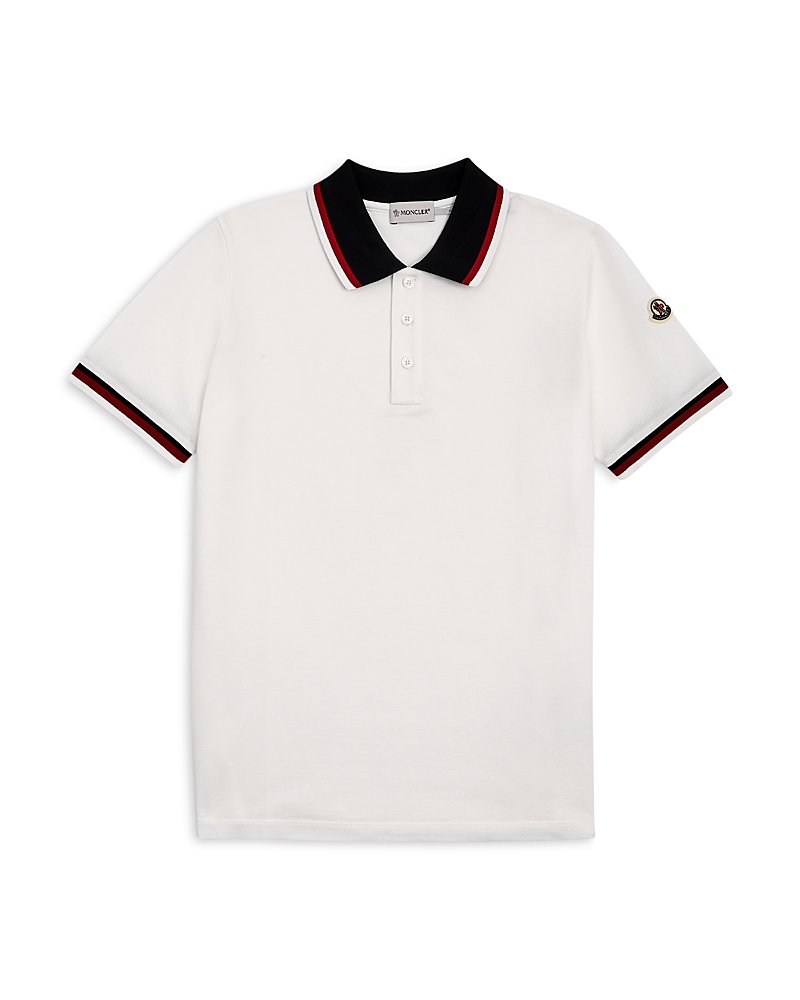 Moncler Boys' Maniche Ribbed Polo Shirt - Big Kid In Natural