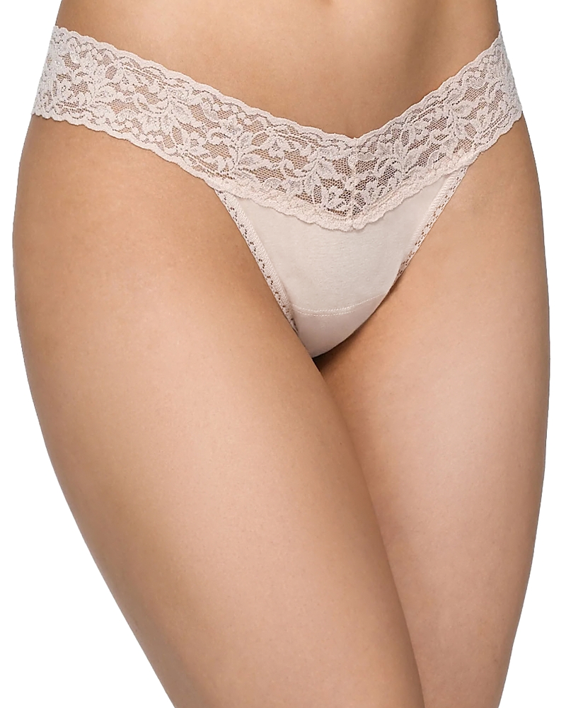 Hanky Panky Signature Lace Organic Cotton V-kini Panties, Basic Colors In Chai