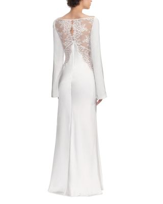 x Christopher Kane Lace Satin Long Sleeve Maxi Dress