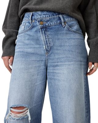 Aki Crossover High Rise Wide Leg Jeans in Light Indigo