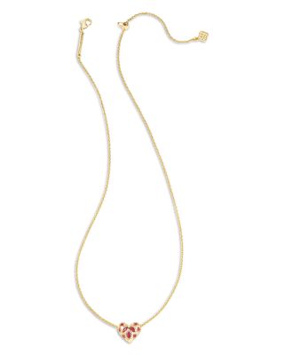 Holland 14K Gold Plated Mixed Cut Stone Heart Pendant Necklace, 19" 