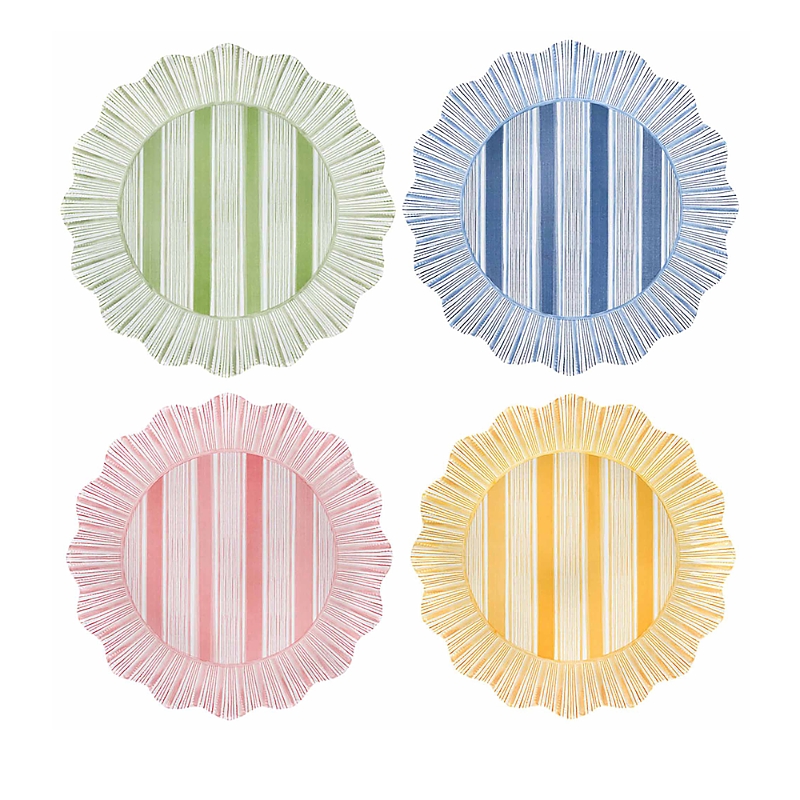 Juliska Cabana Stripe Melamine Assorted Dinner Plates, Set Of 4 In Assorted