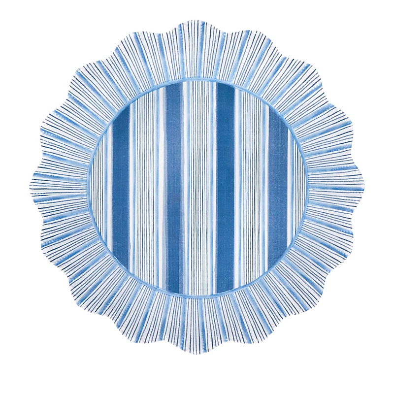 Juliska Cabana Stripe Melamine Dinner Plate, Set Of 4 In Ocean Blue