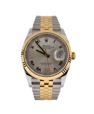 Pre-Owned Rolex Oyster Perpetual Datejust Automatic Watch in Stainless Steel and Gold with Diamond Vi and Ix Numerals 36mm