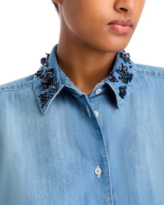 Embellished Collar Denim Shirt