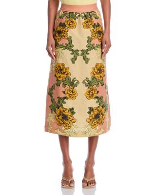Delicate Flower Linen Arabesque Skirt