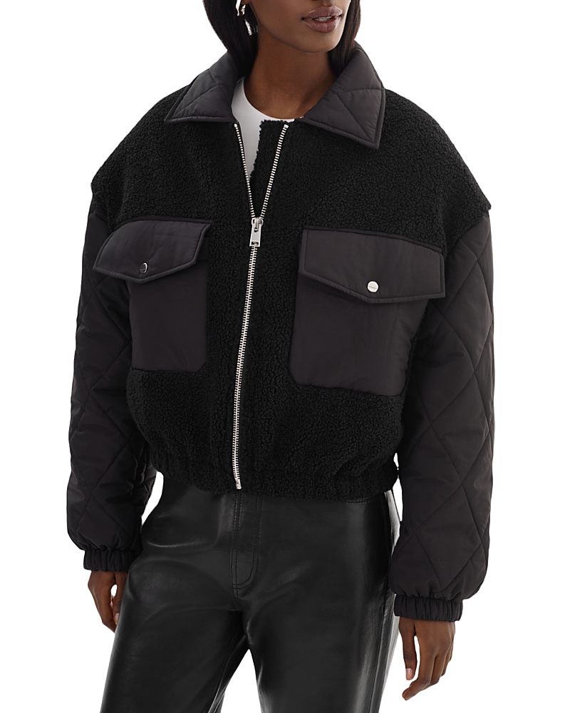 Lamarque Peyton Mixed Media Jacket In Black/silver