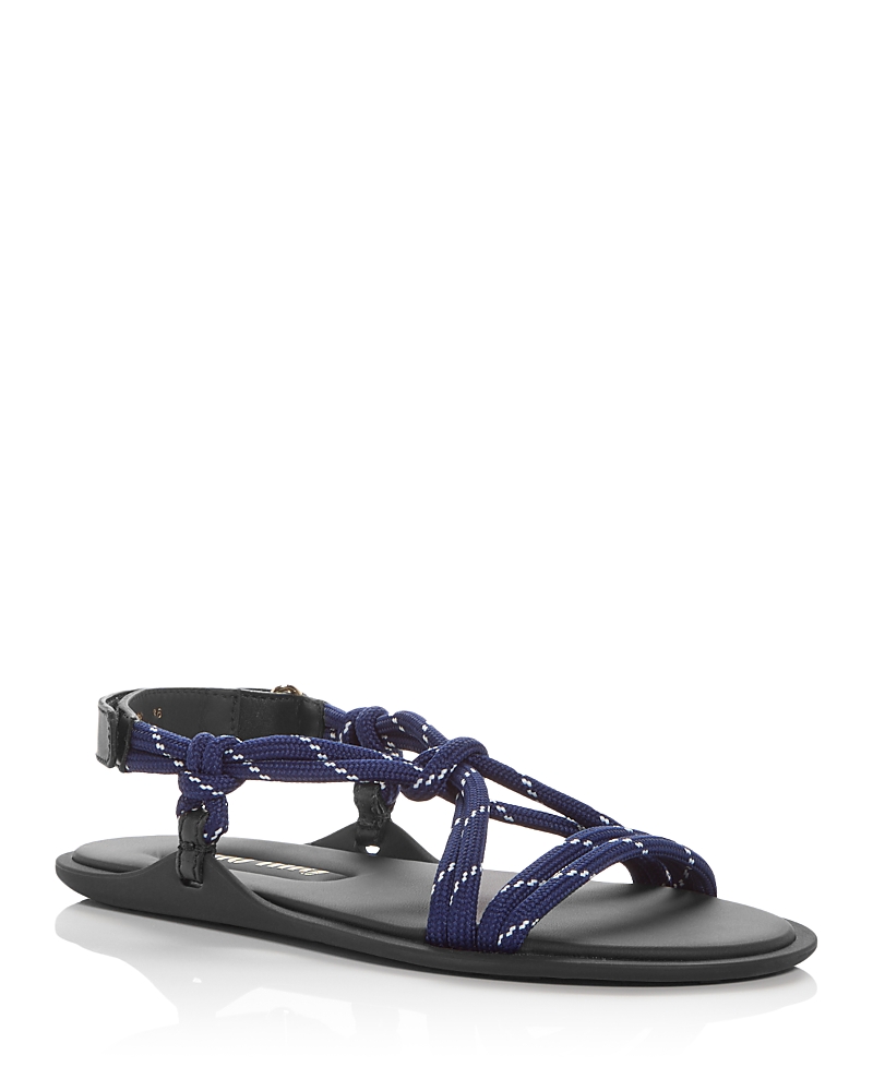 Miu Miu Riviere Cord And Leather Sandals In Baltic Blue