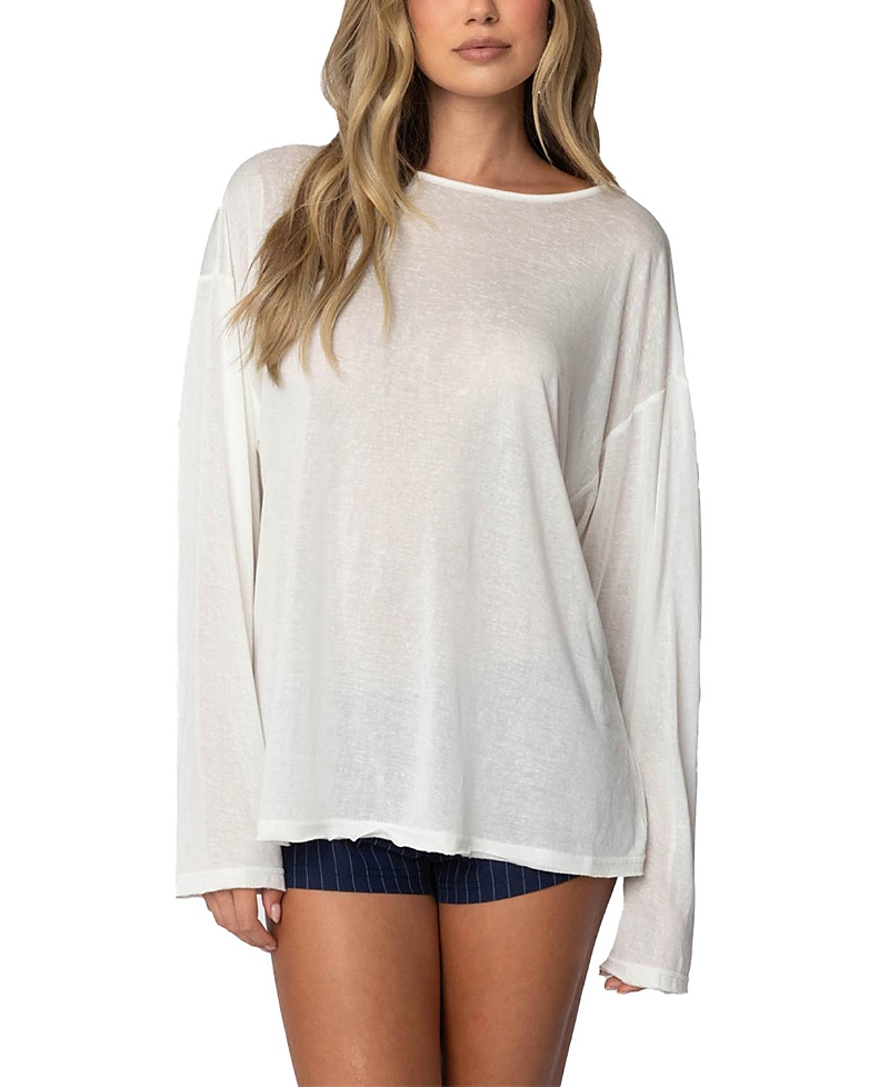 Edikted Oversized Semi Sheer Long Sleeve T Shirt