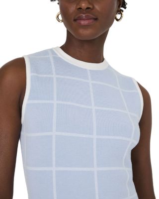 Check Sleeveless Round Neck Dress