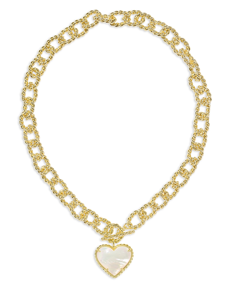 Kendra Scott Haisley Heart Rope Textured Link Pendant Necklace, 20.5 In Gold/ivory