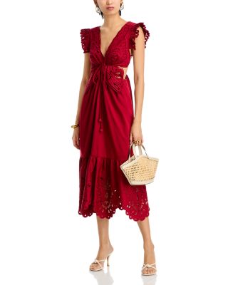 Red Butterfly Midi Dress