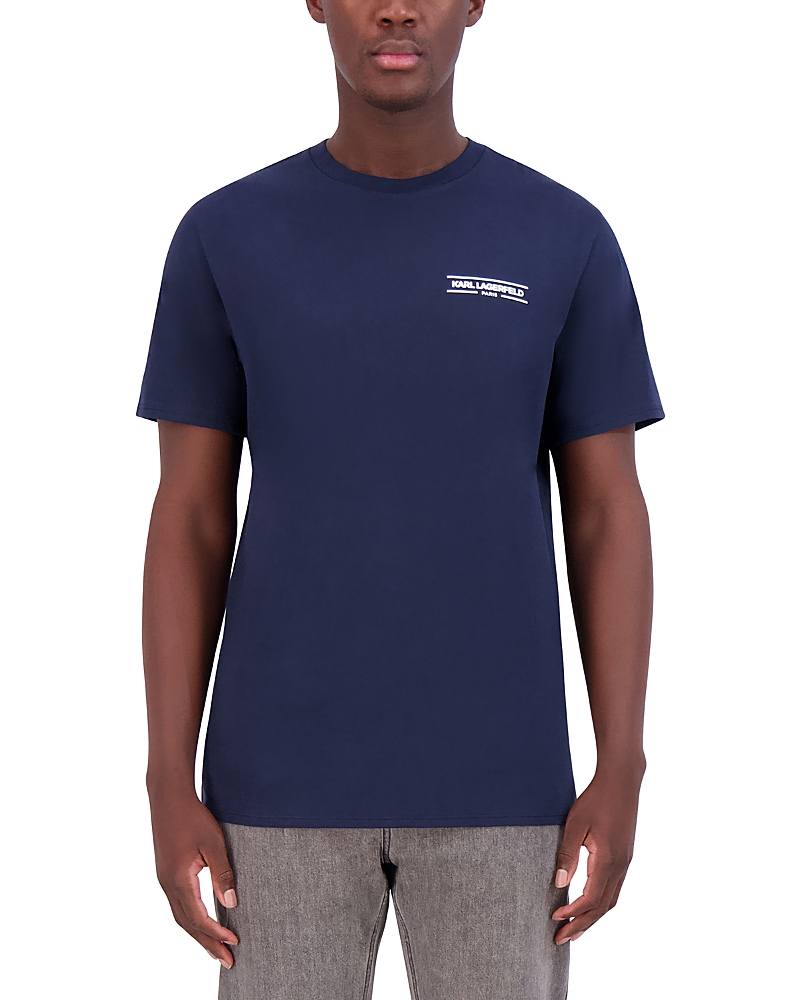 Karl Lagerfeld Short Sleeve Logo Tee In Navy