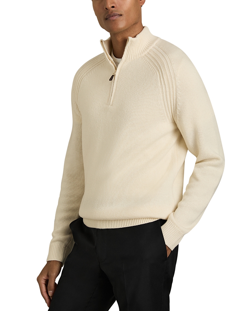 REISS ROBERTS WOOL & NYLON SEAM DETAIL REGULAR FIT HALF ZIP SWEATER