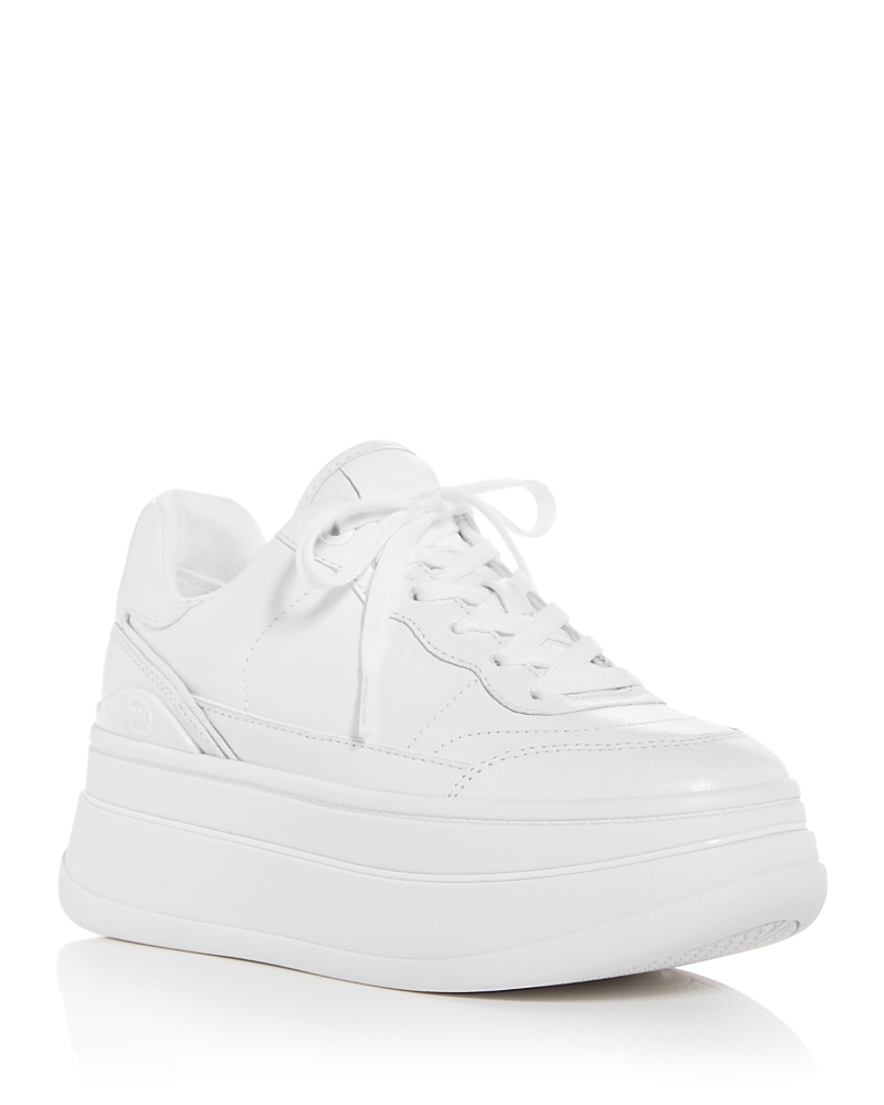 Michael Kors Hayes Embellished Leather Sneaker In Optic White